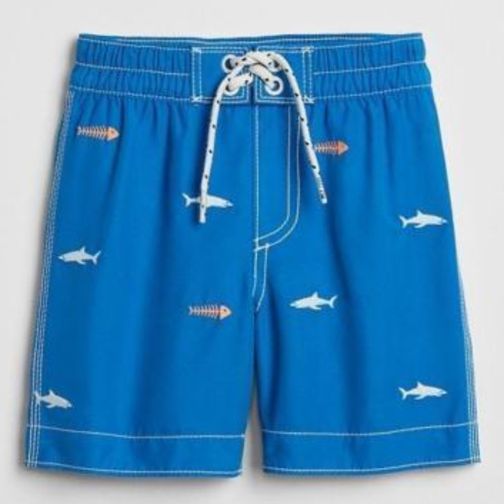 Baby Gap NWT Shark Embroidered Swim Trunks